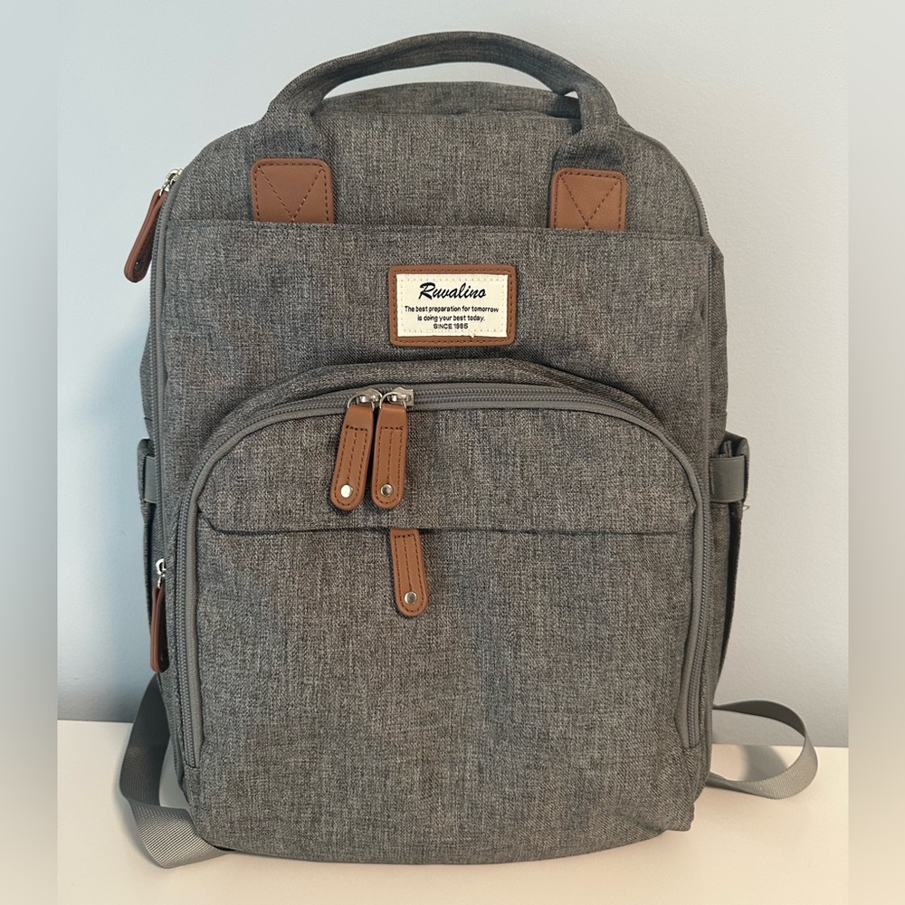 Gray Diaper Bag with Changing Pad